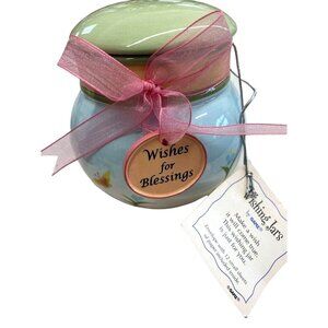 Ceramic Wishes & Blessings Jar With Ribbon Lid & Butterfly Design - Pastel Color